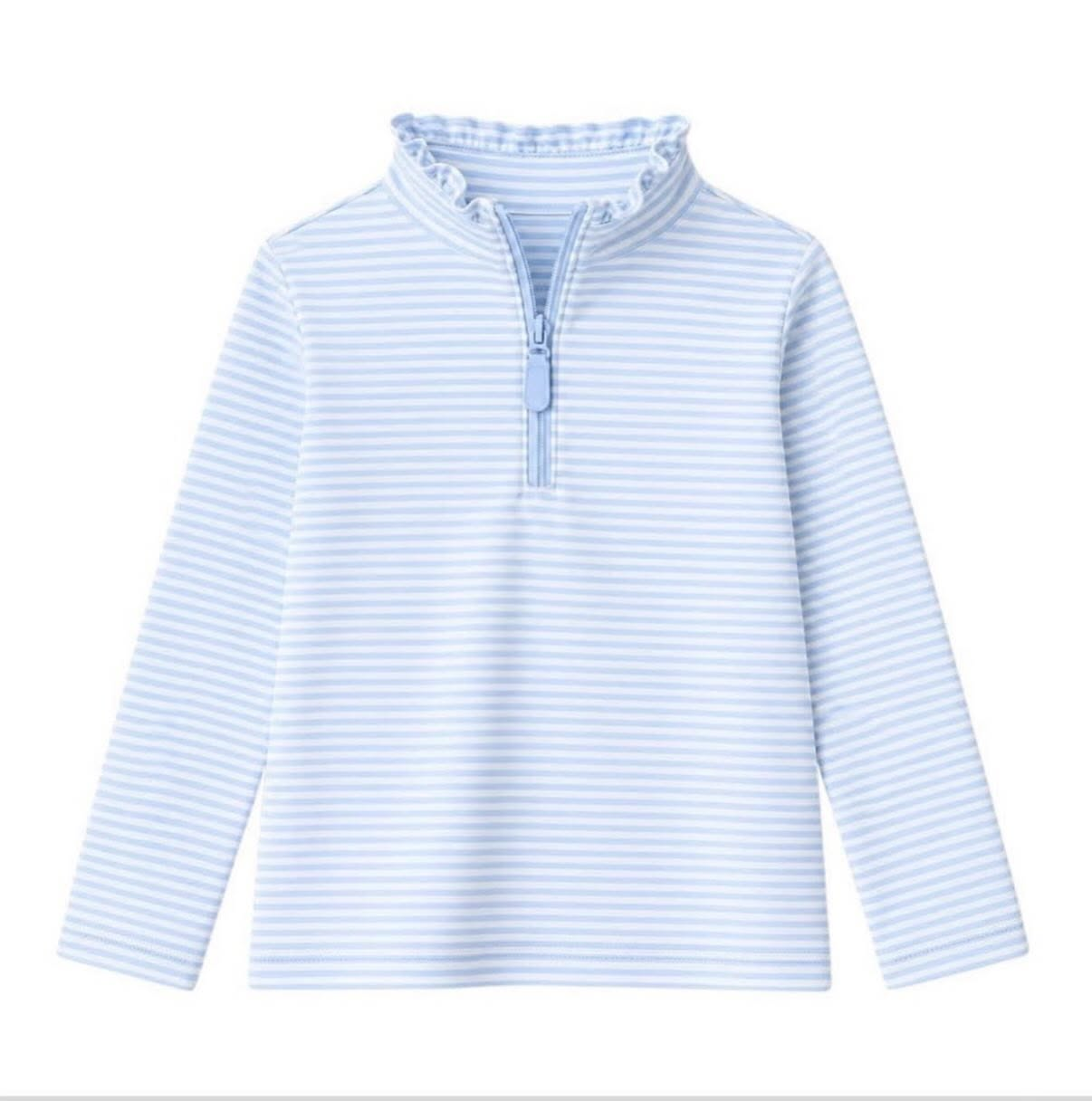 pre order girl blue striped zip up pullover shirt