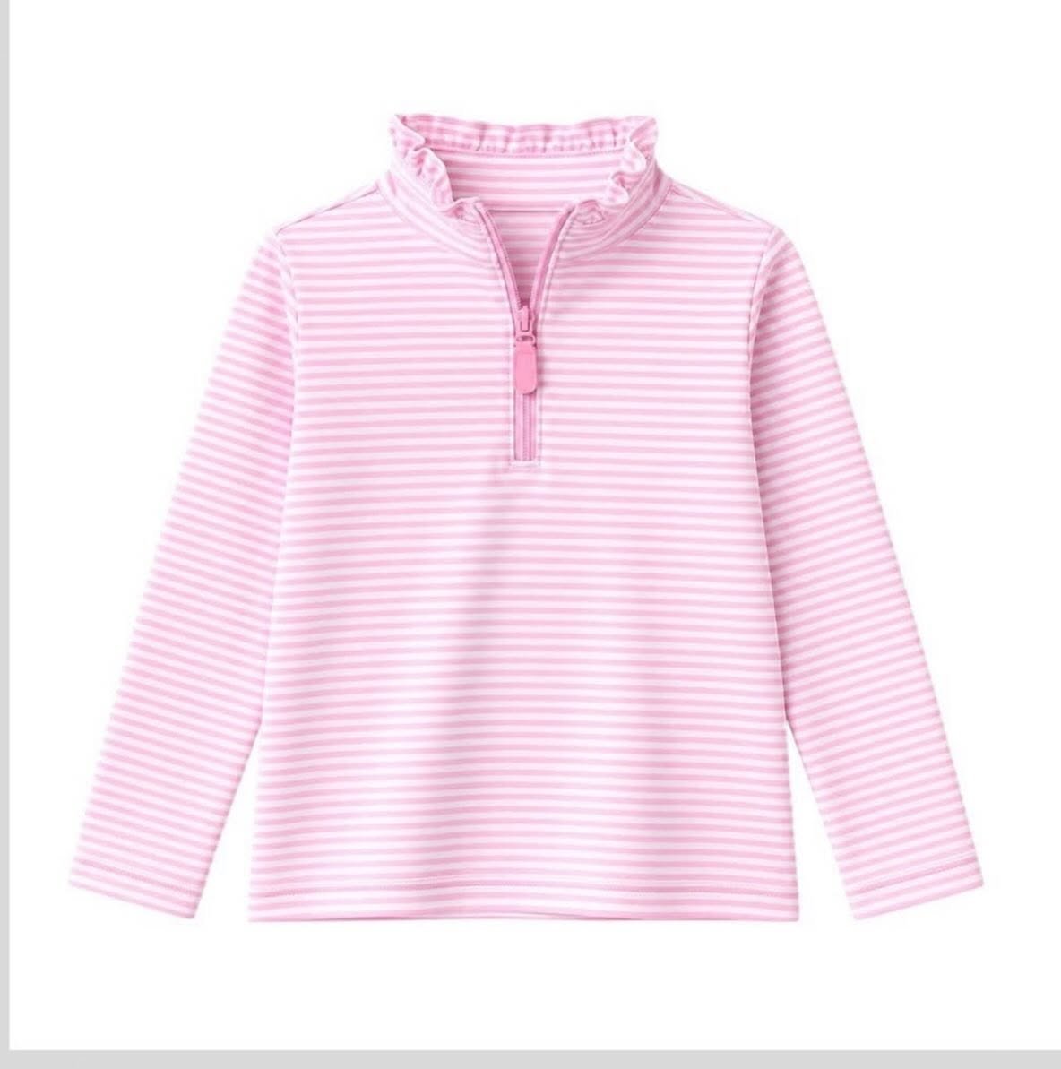 pre order girl pink striped zip up pullover shirt