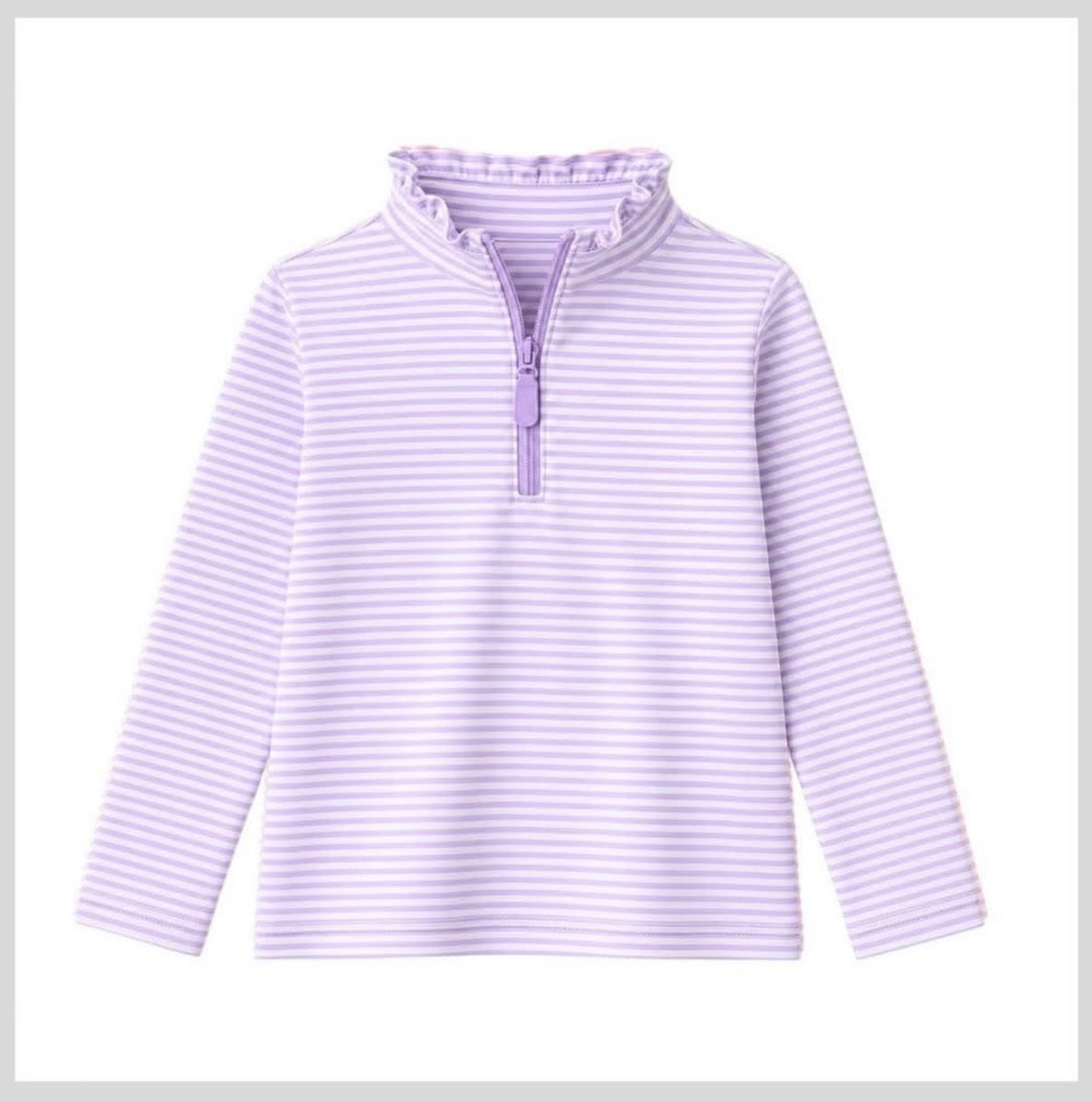 pre order girl lavender striped zip up pullover shirt