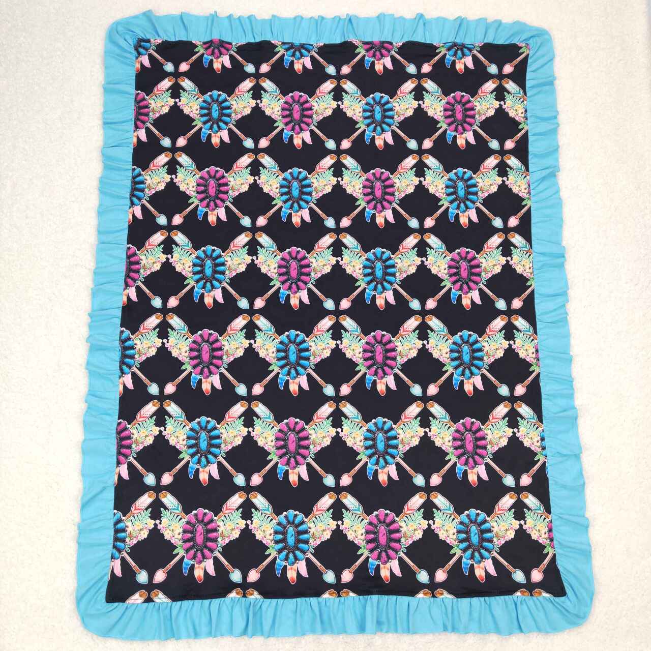 BL0052 Ruby Sapphire Flower Arrow Lace Blanket