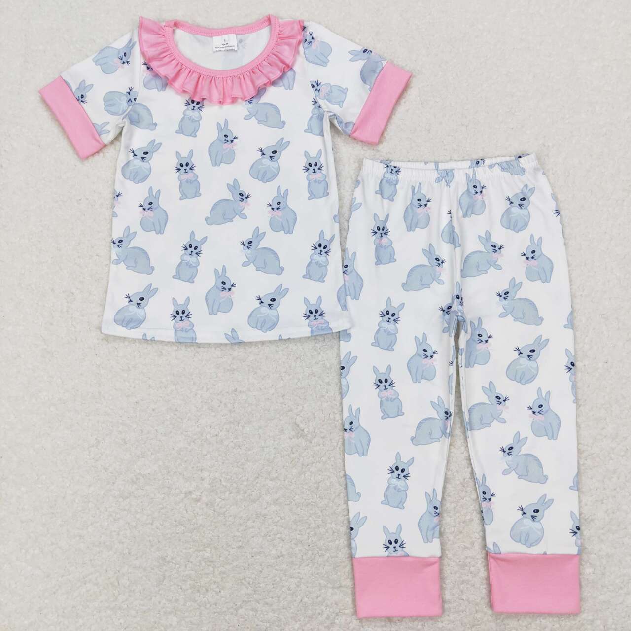 girl easter pink short sleeve rabbit pajama