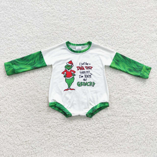 LR0409 Cartoon letter green and white long-sleeved jumpsuit