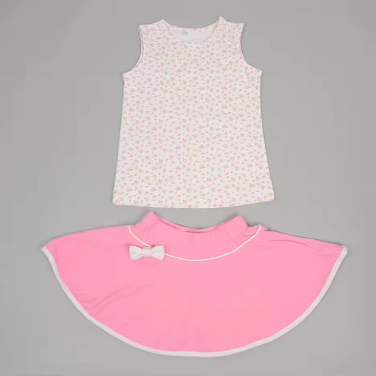Custom order floral tank top pink skirt set