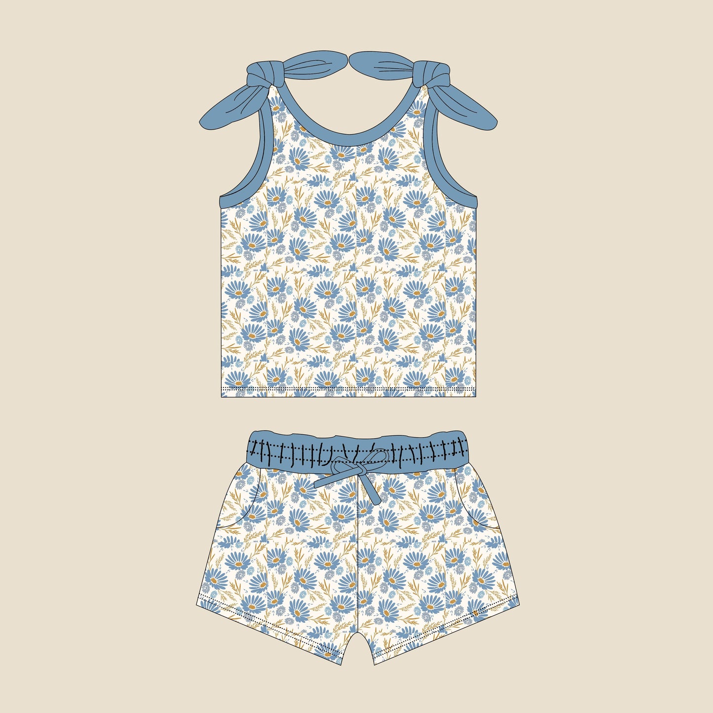 Custom order floral tank shorts set