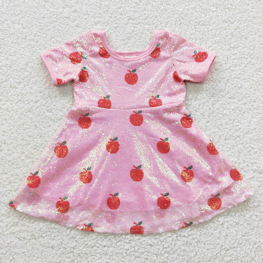 GSD0437 Red Apple Sequin Pink Short Sleeve Dress D 4.24