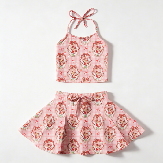 Custom order strawberry princess halter skirt outfit
