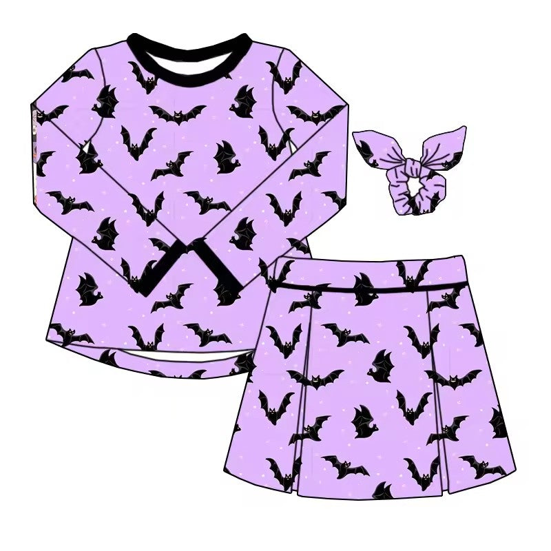 custom order MOQ 8 bat on purple shirt skort set for holiday