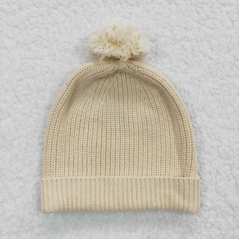 HA0002 Beige Fur Ball Hat