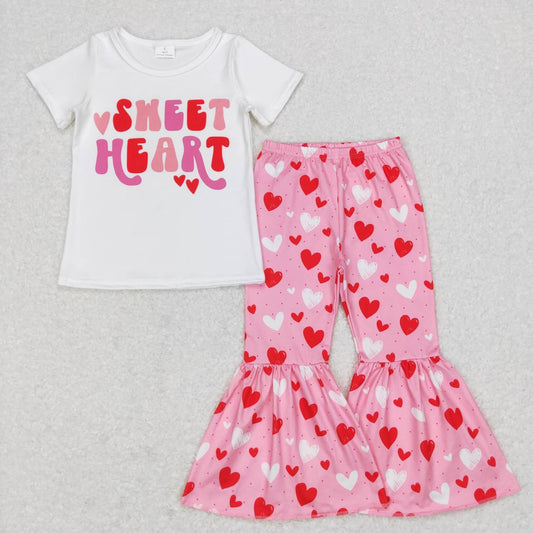 GSPO0984 sweet heart letters white short sleeves love pink