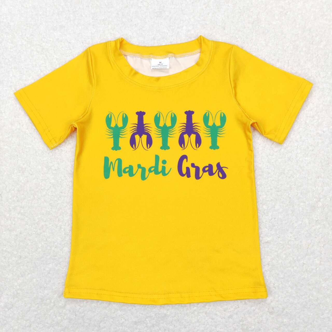 kids mardi gras yellow tee