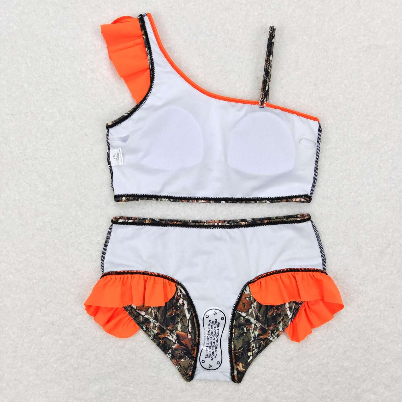 S0197 Jungle camouflage orange lace swimsuit set