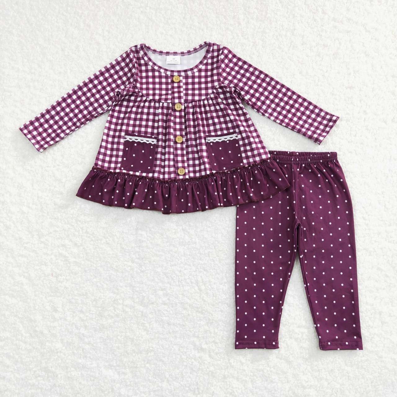 GLP0886 Burgundy plaid long-sleeved trousers suit