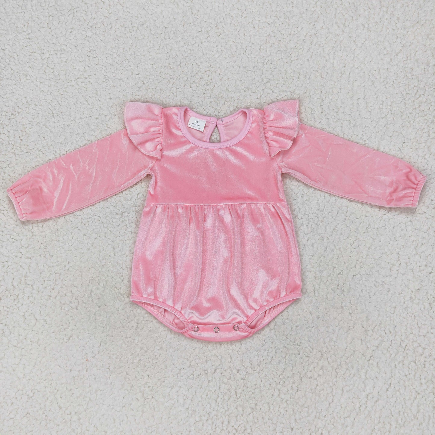 LR0686 Pink velvet long-sleeve jumpsuit
