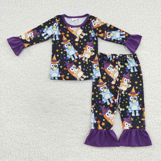 GLP0660 Cartoon star orange purple long-sleeved trouser suit