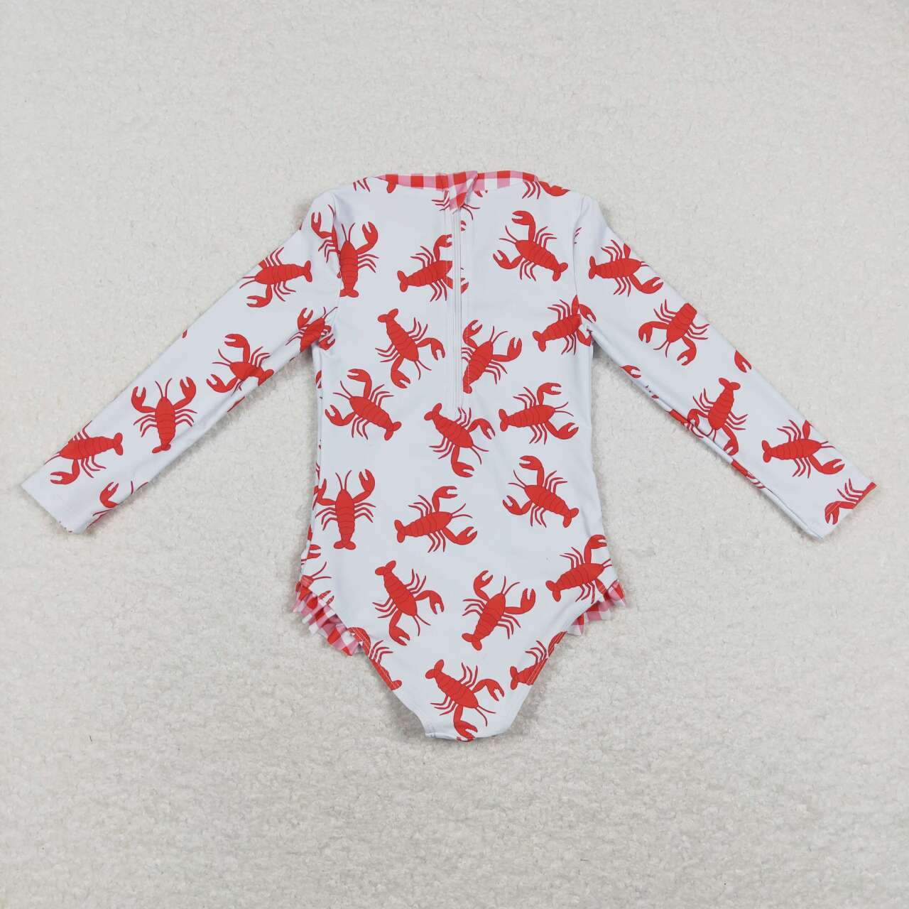 S0220 Plaid red crayfish one-piece swimsuit