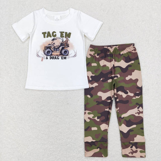 BSPO0234 tag off-road vehicle white short-sleeved camouflage trousers suit