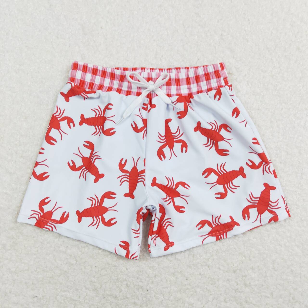 Red crayfish swimming trunks