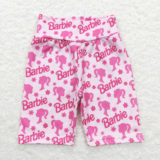 SS0143 pink doll print girl bike shorts