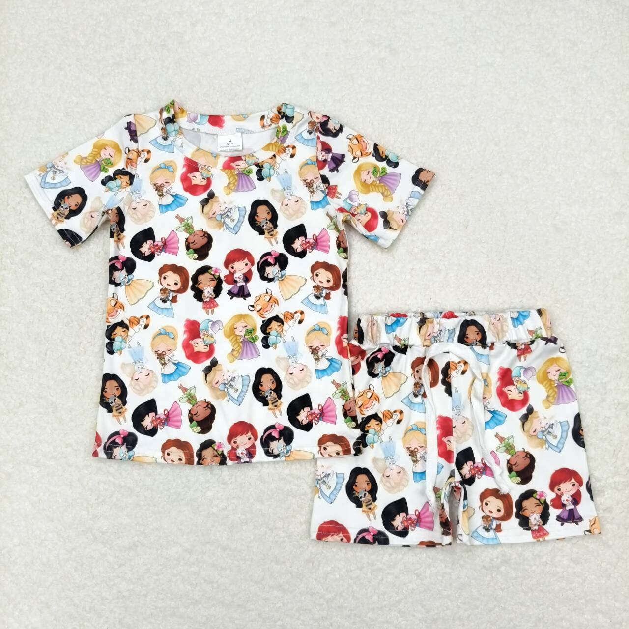 GSSO1099 girls White Short Sleeve Shorts Set