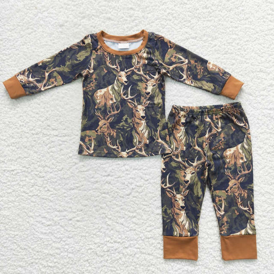BLP0298 Jungle Hunting Deer Army Green Long Sleeve Trouser Suit