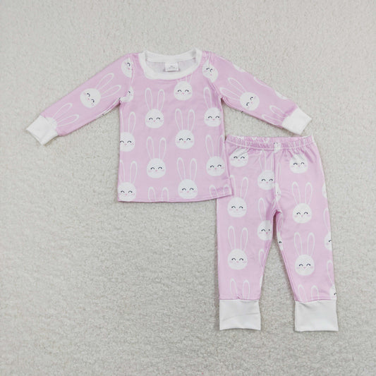 girls easter pink rabbit pajama outfit