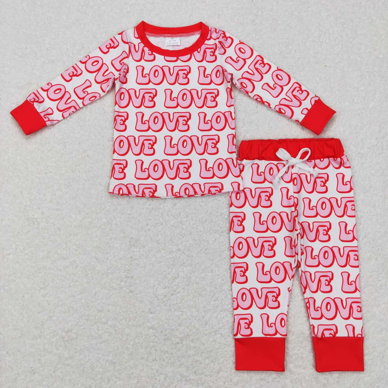 BLP0416 red and white long-sleeved trousers suit with love letters