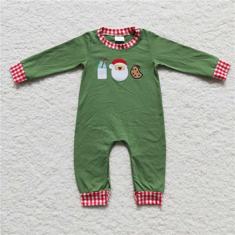 Match Children Christmas Milk Cookie Santa Embroidery Toddler Clothing Sets