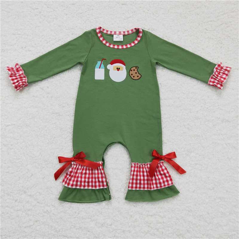 Match Children Christmas Milk Cookie Santa Embroidery Toddler Clothing Sets