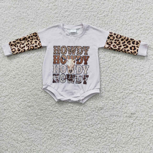 LR0282 howdy letter alpine cow leopard print long-sleeved jumpsuit