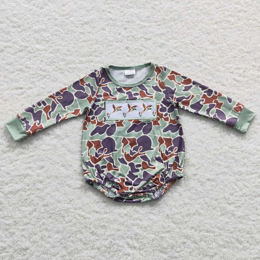 LR0286 Embroidered Duck Camouflage Long Sleeve Bodysuit