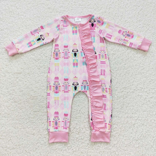 LR0509 Girls King Soldier Pink Long Sleeve Onesie Bodysuit