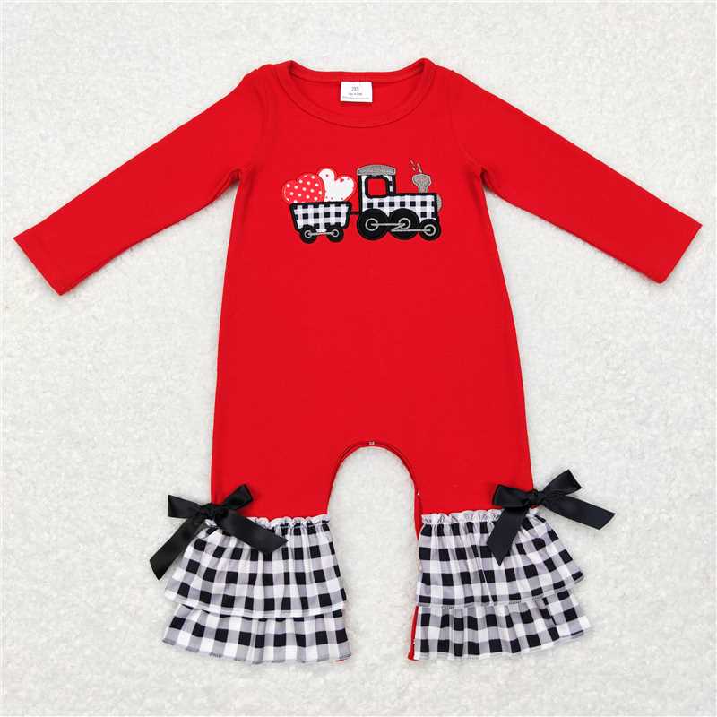 Match Boys Girls Valentines Hearts Tractor Rompers Clothing Sets