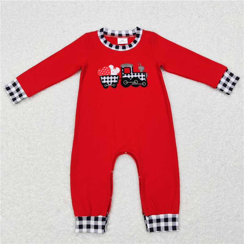 Match Boys Girls Valentines Hearts Tractor Rompers Clothing Sets