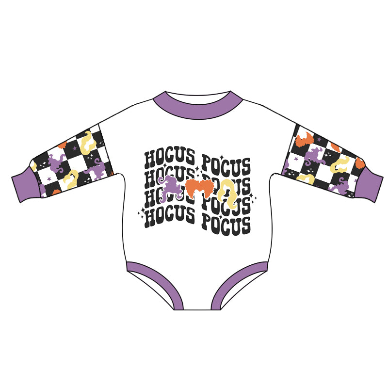 LR0939 Witch black and white plaid purple and white long sleeve jumpsuit