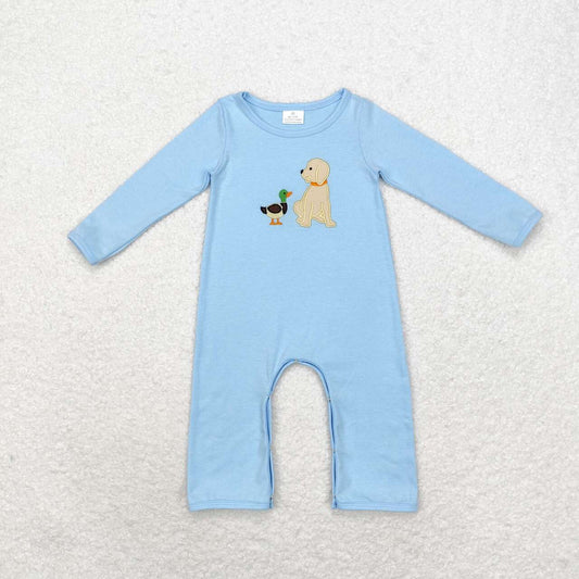 LR0994 Embroidered Duck Puppy Blue Long Sleeve Onesie