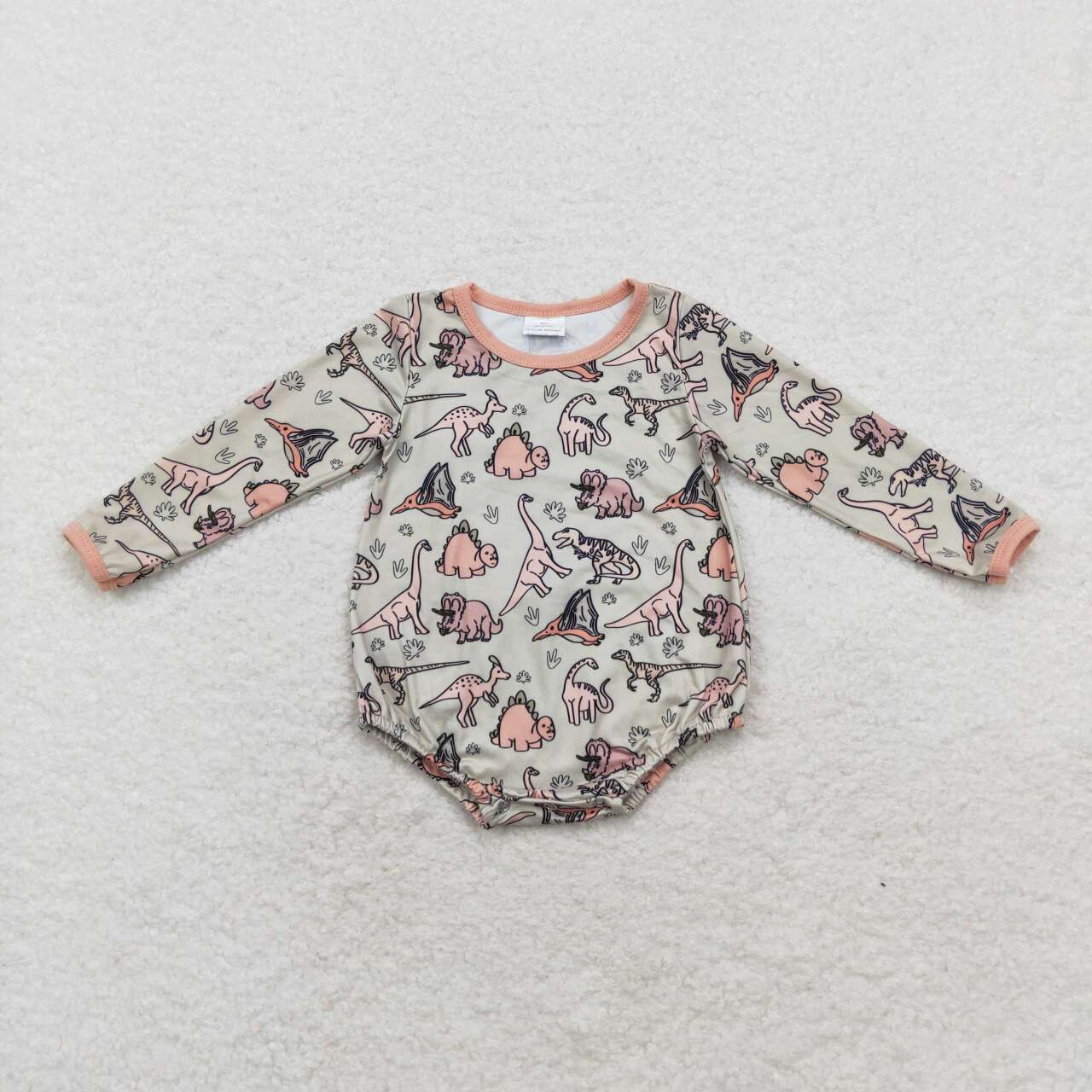 LR1022 Dinosaur Brown Green Long Sleeve Bodysuit