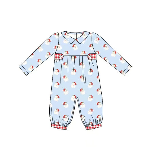 presale LR1069 Santa Doll Collar Blue Long Sleeve Jumpsuit