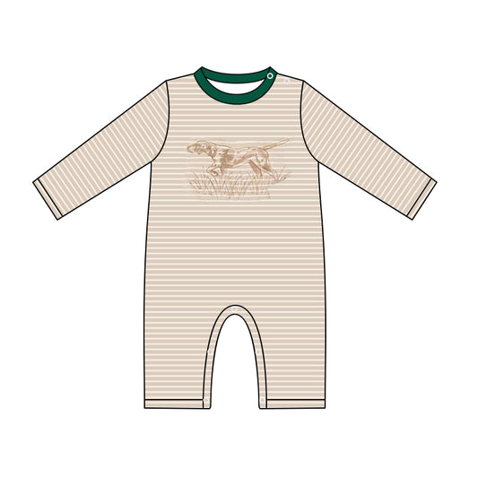 presale LR1091 Puppy Lawn Stripe Long Sleeve Bodysuit