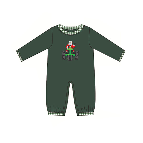 presale LR1104 Santa Tractor Dark Green Long Sleeve Bodysuit