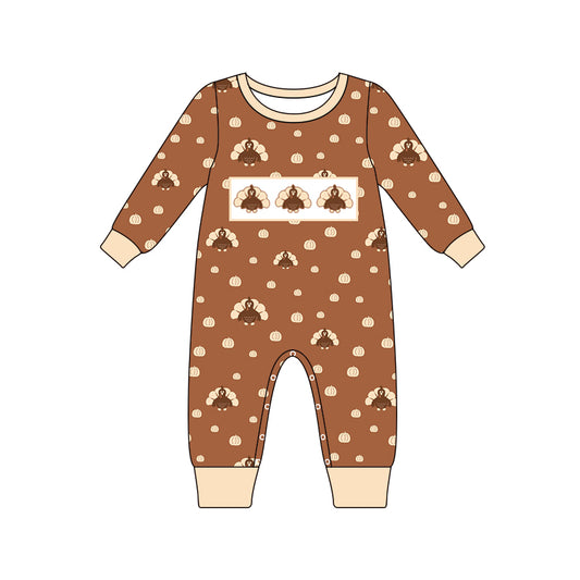 presale LR1126 Turkey Pumpkin Brown Long Sleeve Bodysuit