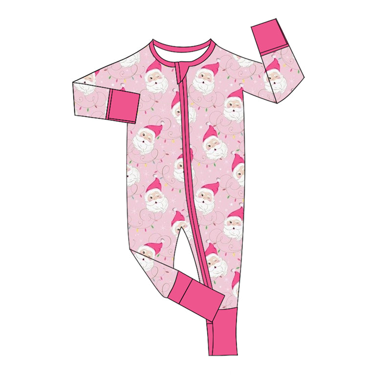 presale LR1135 Lighted Santa Pink Zipper Long Sleeve Bodysuit