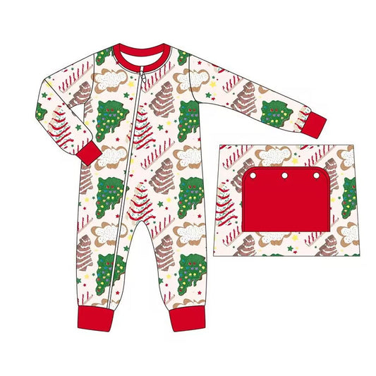 presale LR1150 Christmas Tree Cookie Gingerbread Man Zip-Up Long Sleeve Bodysuit