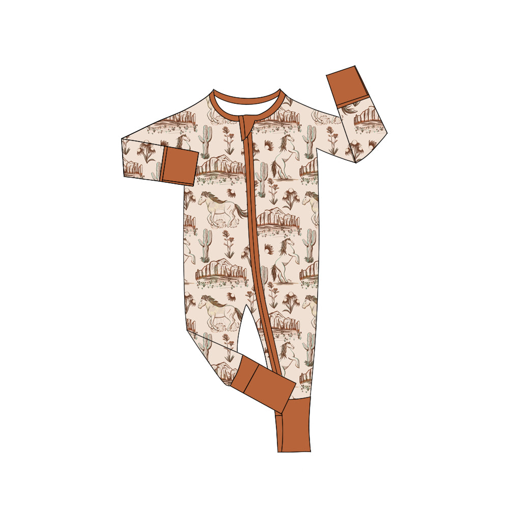 LR1164 Babmboo Horse Cactus Peak Zip-Up Long Sleeve Bodysuit D 5.16
