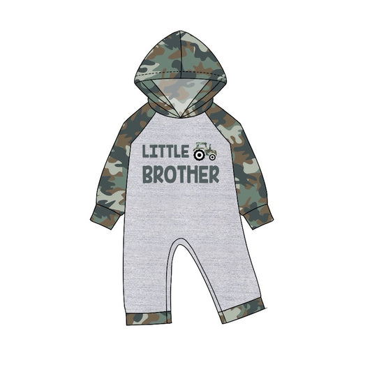presale LR1188 Little Brother Camouflage Tractor Grey Hooded Long Sleeve Bodysuit