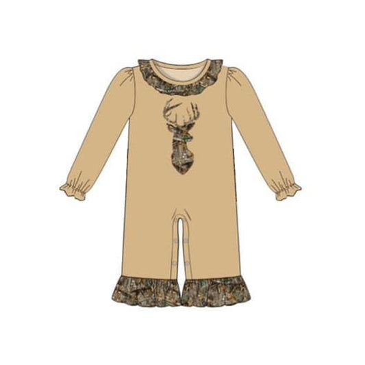 presale LR1267 Brown long-sleeved bodysuit with deer lace and camouflage pattern