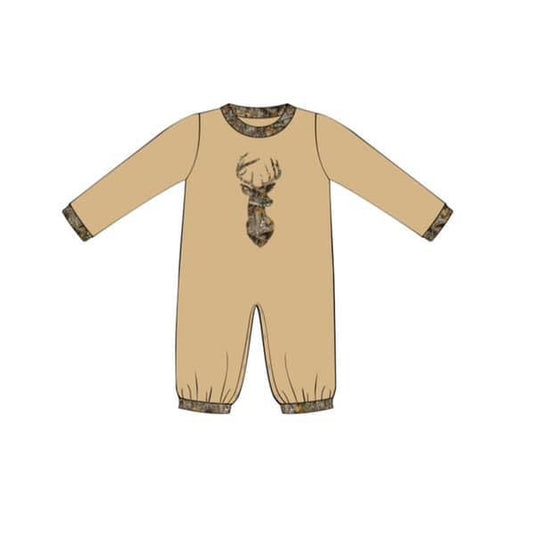 presale LR1268 Branches and Leaves Camouflage Deer Brown Long Sleeve Bodysuit