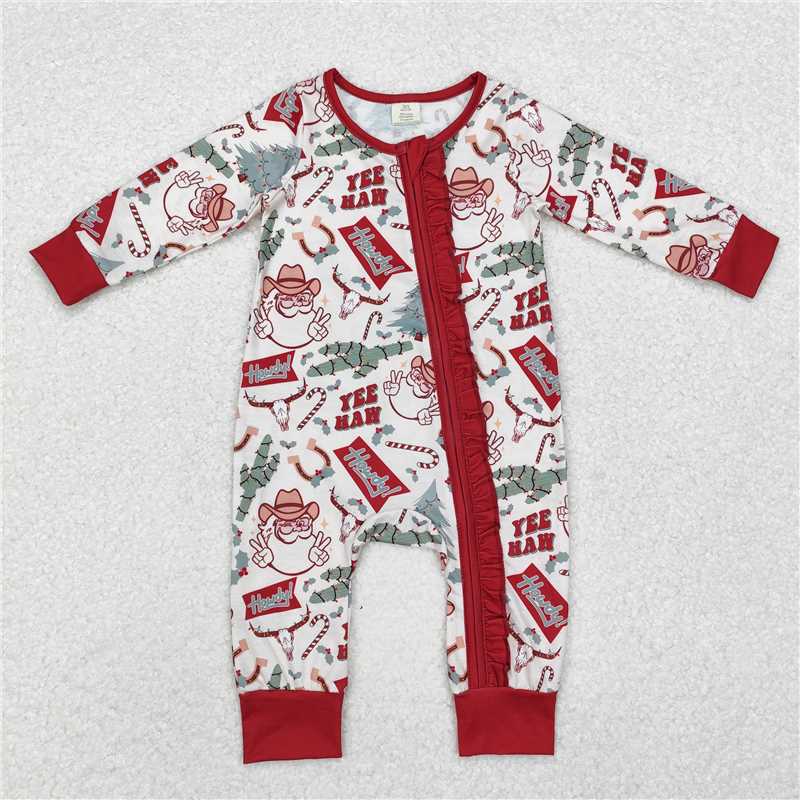 Match Boys Girls Christmas Western Santa Cactus Bamboo Rompers Pajamas