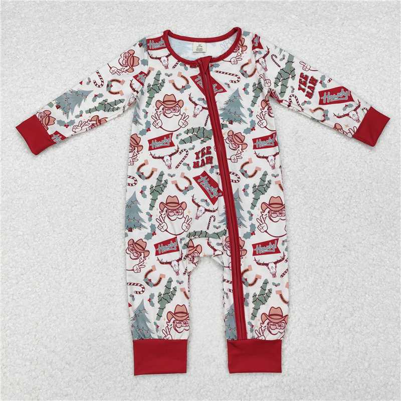 Match Boys Girls Christmas Western Santa Cactus Bamboo Rompers Pajamas