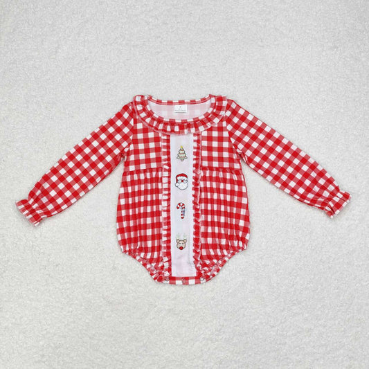 LR1302 Christmas tree old man cane deer red plaid lace long-sleeved jumpsuit