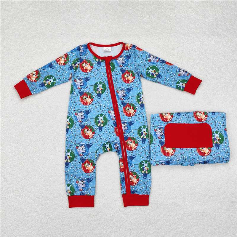 Sibling Baby Boys Girls Christmas Dogs Top Pants Pajamas Clothes Sets Zipper Footie Romper D 904